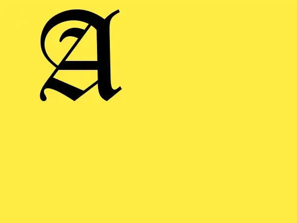 The letters A, B, C, and D flashing in different fonts on a yellow background.